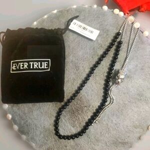 Evertrue Black Agate Panther Head Bolo Lariat Necklace
